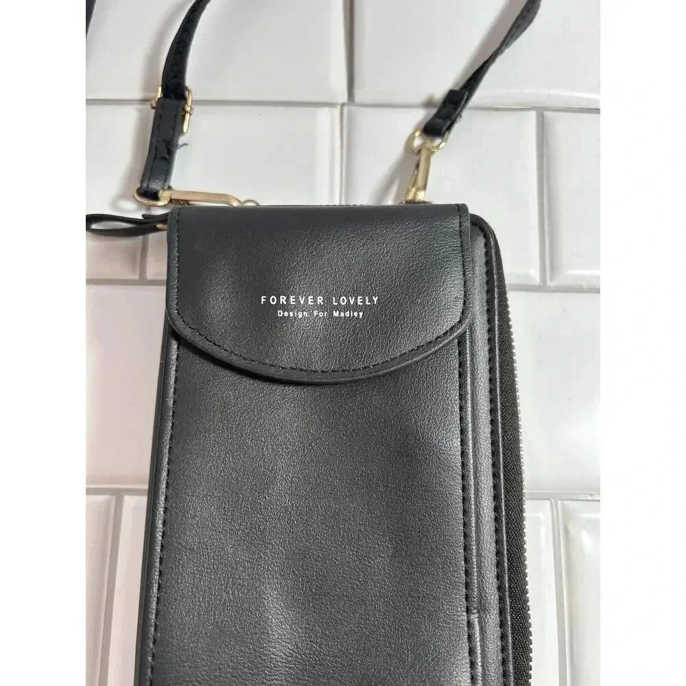 FOREVER LOVELY DESIGN FOR MADLEY BLACK CROSSBODY BAG PHONE POCKET - Picture 2 of 10